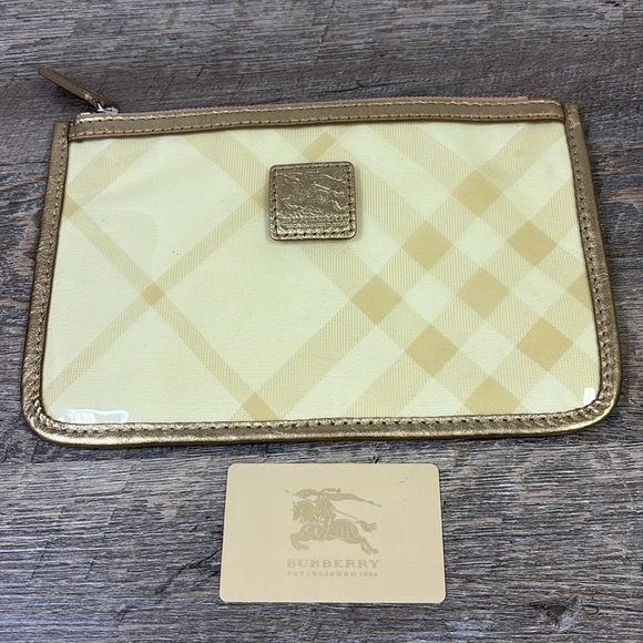 BURBERRY Gold/Lime Supernova Check Vinyl and Leather
Lawrence Snap Pouch - Picture 1 of 12